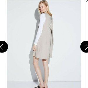 Theory "Keshelle" Lace-Up Back Shift Dress crunch-wash linen